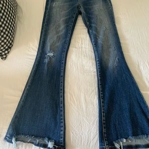 Risen brand new never worn flare leg raw hem 27 waist. Run large fits 28